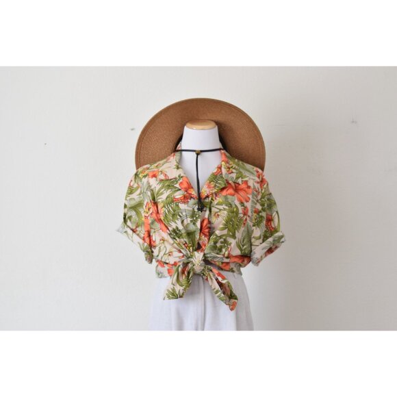 Plus Size Vintage Floral 90s Button Down Cotton/Rayon Shirt size 2X - Picture 9 of 10